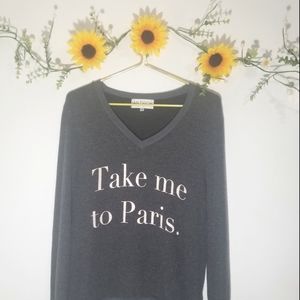 Wildfox v neck take me to paris gray sweater